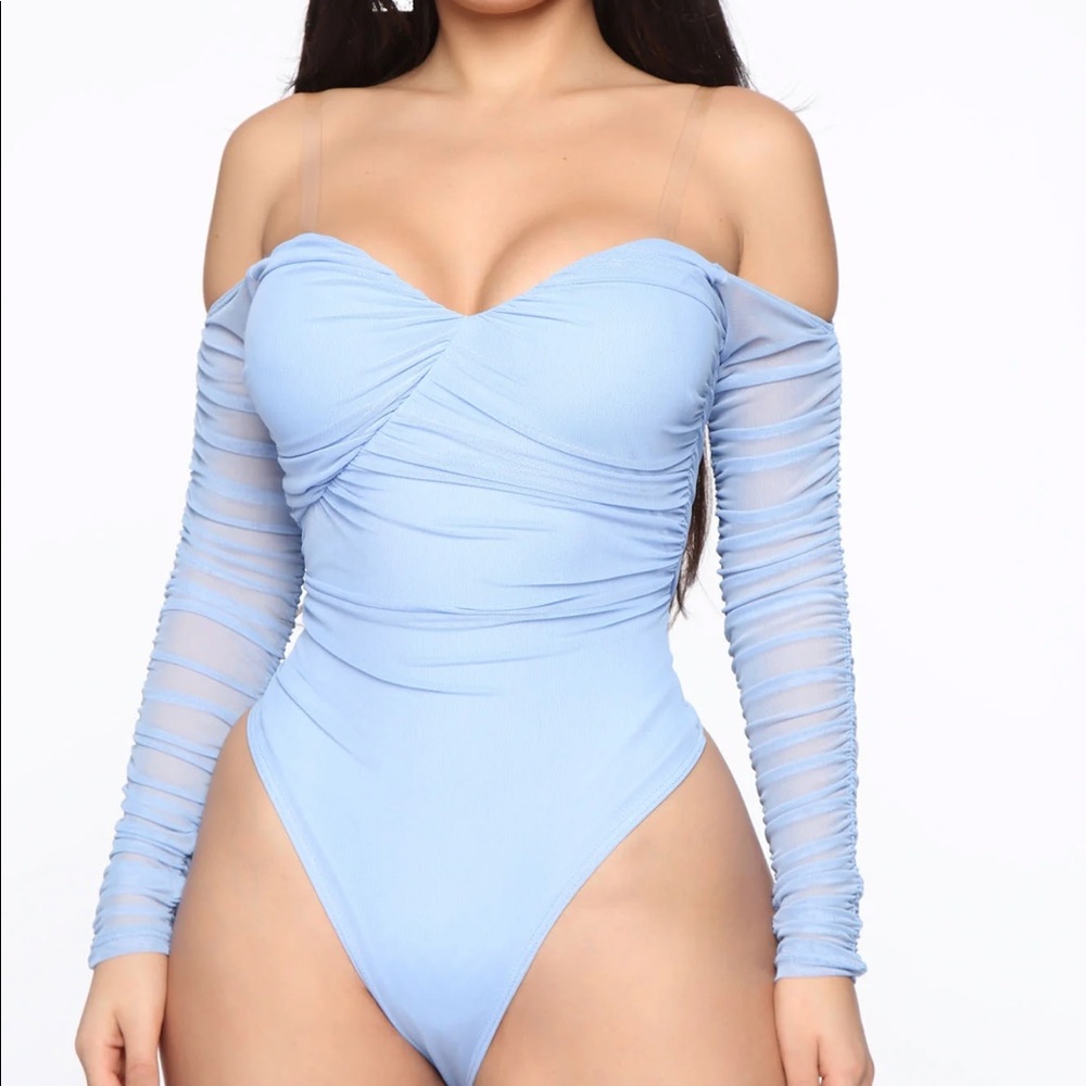 Fashion Nova blue bodysuit NWT